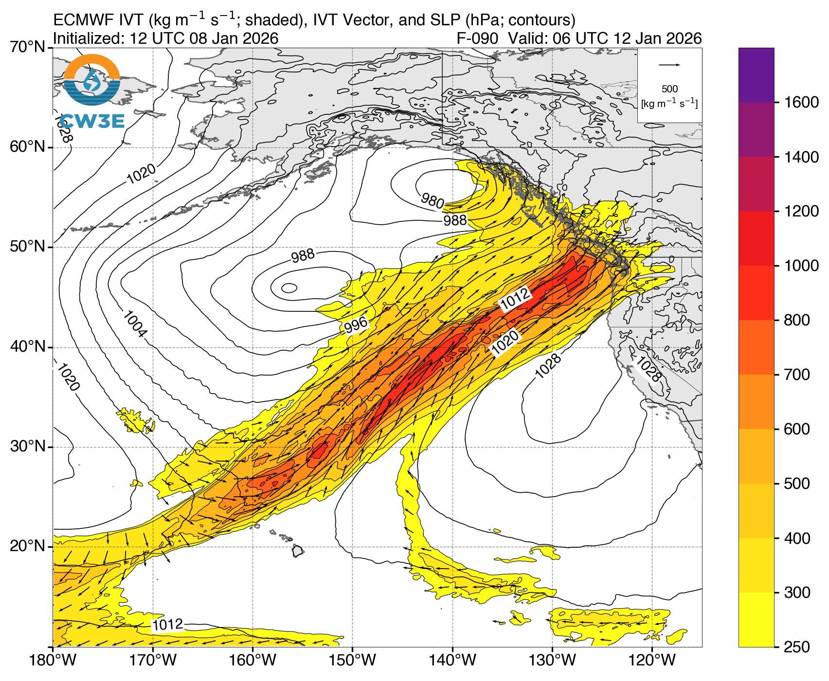 Freezing level forecast from the National Weather Service for Western Washington through 4pm PST Sunday 11 January.