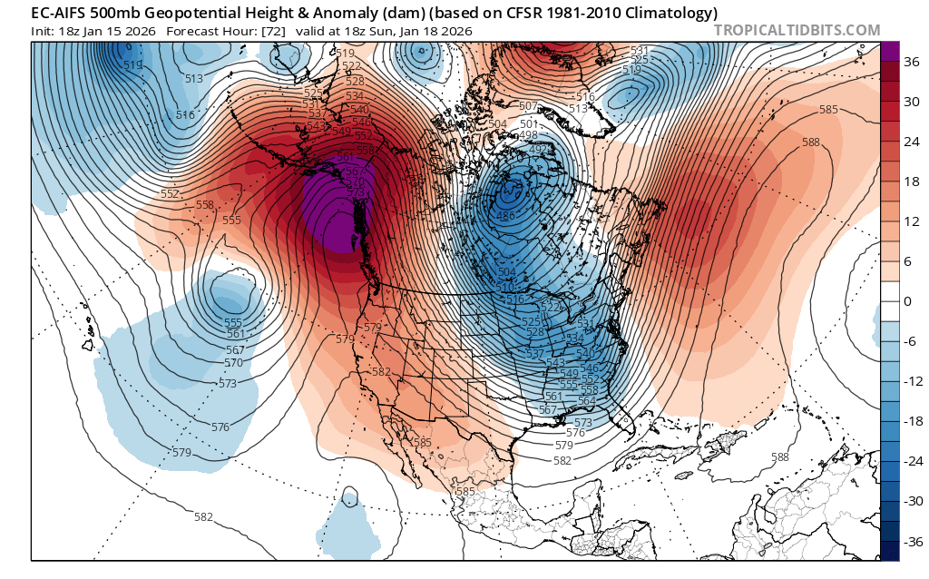 Freezing level forecast from the National Weather Service for Western Washington through 4pm PST Sunday 11 January.