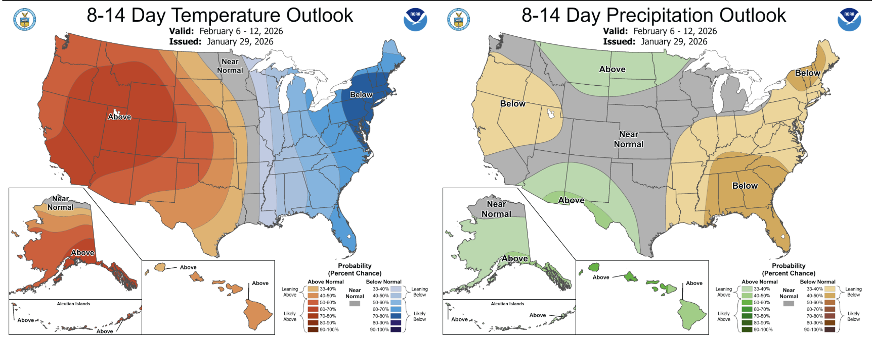 CPC 6-10 day temperature and precipitation outlook